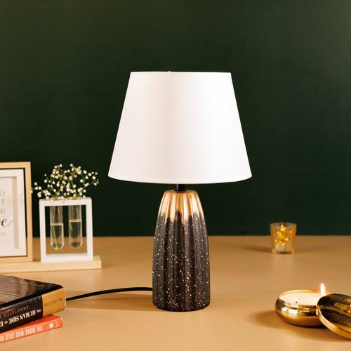 The Decor Kart Grey Ceramic Serenity Table Lamp - White Lamp Shade