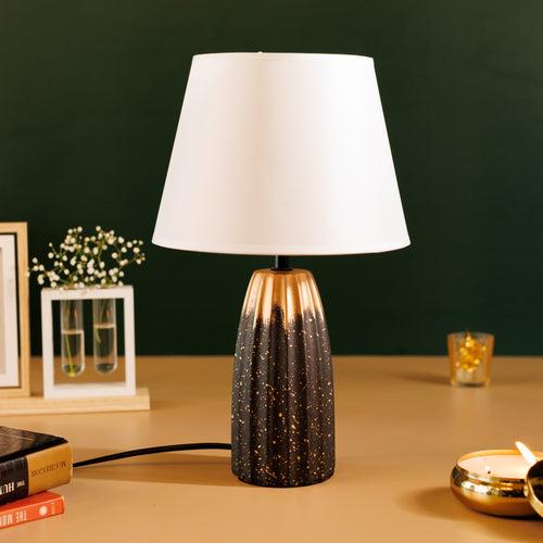 The Decor Kart Grey Ceramic Serenity Table Lamp - White Lamp Shade