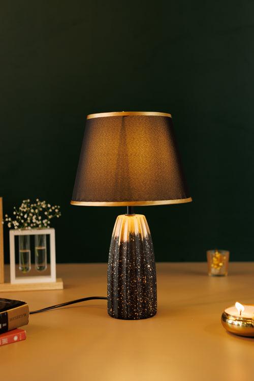 The Decor Kart Grey Ceramic Serenity Table Lamp- Black