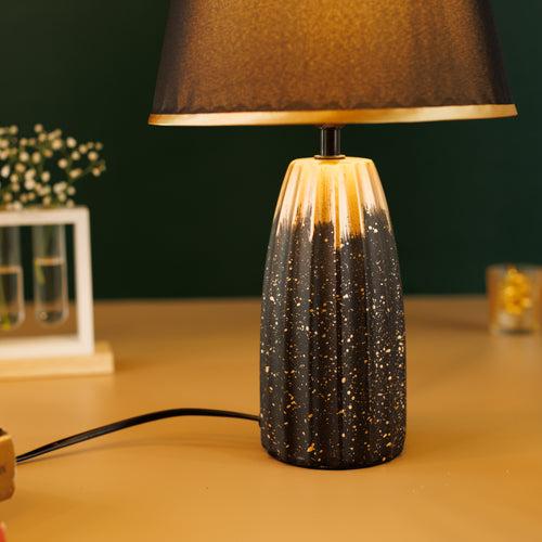 The Decor Kart Grey Ceramic Serenity Table Lamp- Black