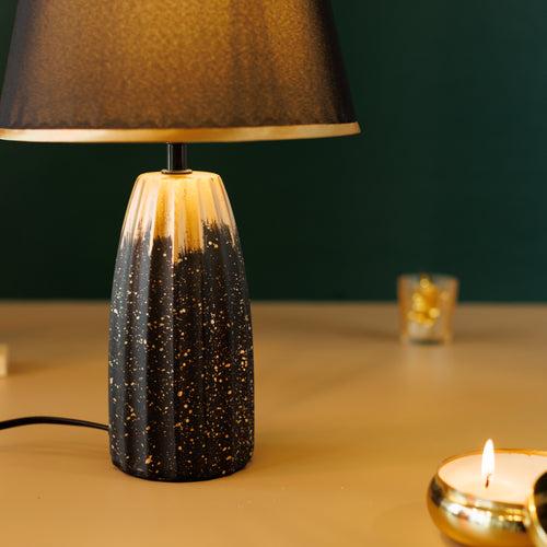 The Decor Kart Grey Ceramic Serenity Table Lamp- Black