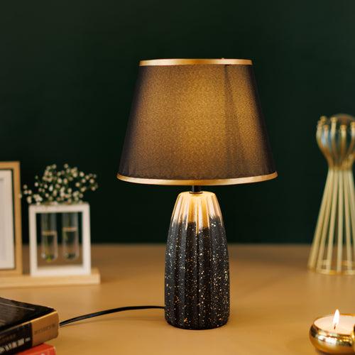 The Decor Kart Grey Ceramic Serenity Table Lamp- Black