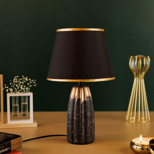 The Decor Kart Grey Ceramic Serenity Table Lamp- Black