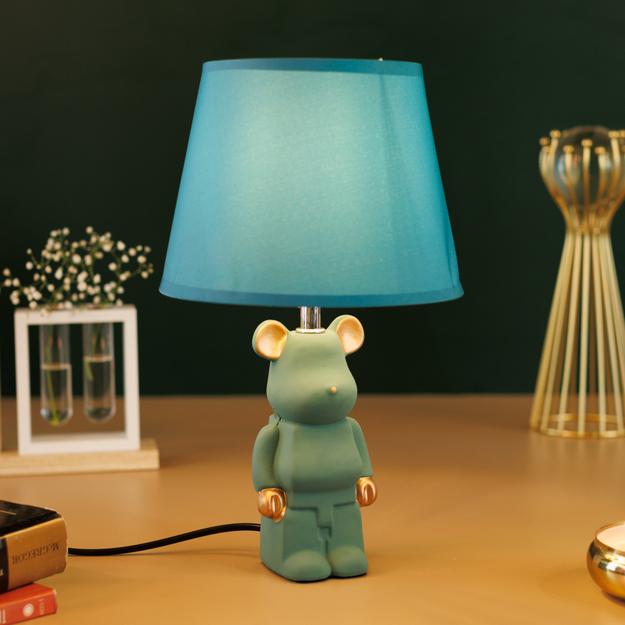 Table Light Bear Bedside Lamp Resin Crafts Cartoon- Green