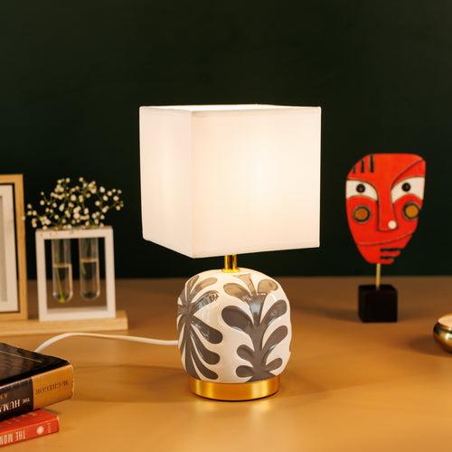 Nordic Simple Ceramic Vase Table Lamp with Fabric Lampshade