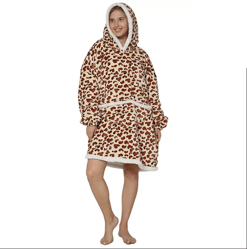 Leopard Print Oversized Blanket Hoodie