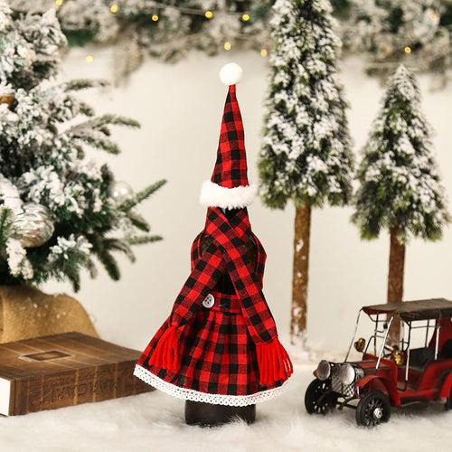 Set of 2 Wine  bottle cover  1Pcs Christmas Decorations Plaid Skirt Set Wine Set Beer Bottle Set Bar Table Atmosphere Black