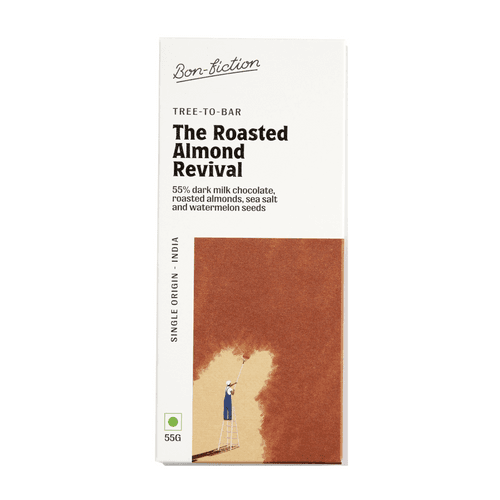 The Roasted Almond Revival - 55% Dark Milk chocolate with roasted almonds, watermelon seeds and sea salt