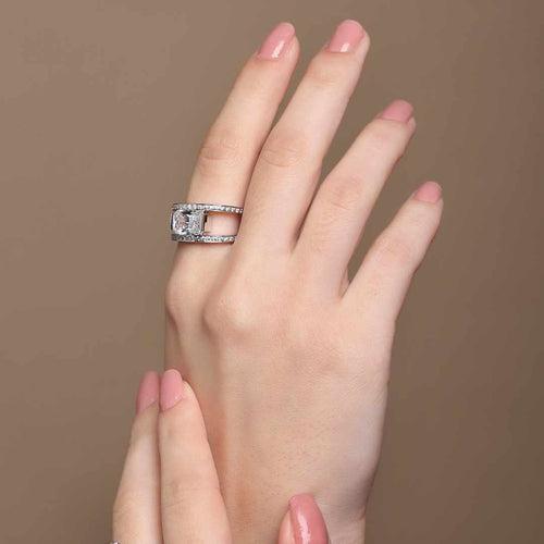 Nova Emerald Cut Silver Ring