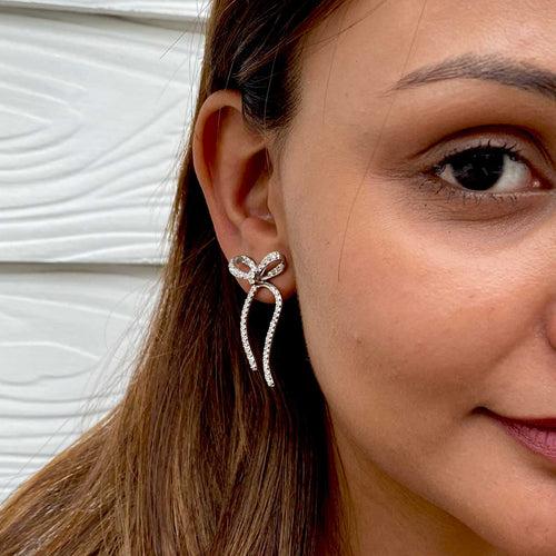 Fancy Bow Silver Earrings