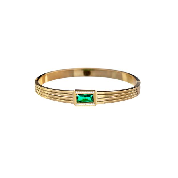 Green Emerald Cut Cuff