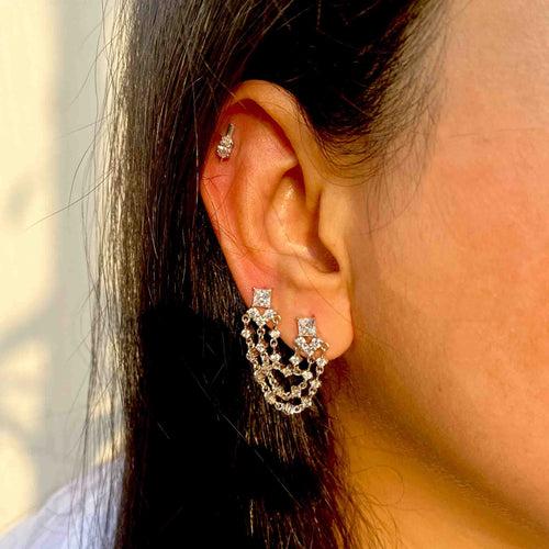 Opulent Statement Silver Earrings