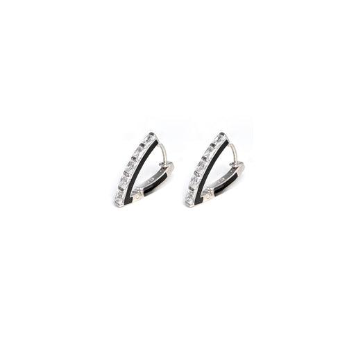 V Baguette Silver Hoops