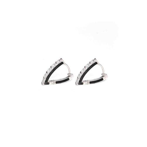 V Baguette Silver Hoops