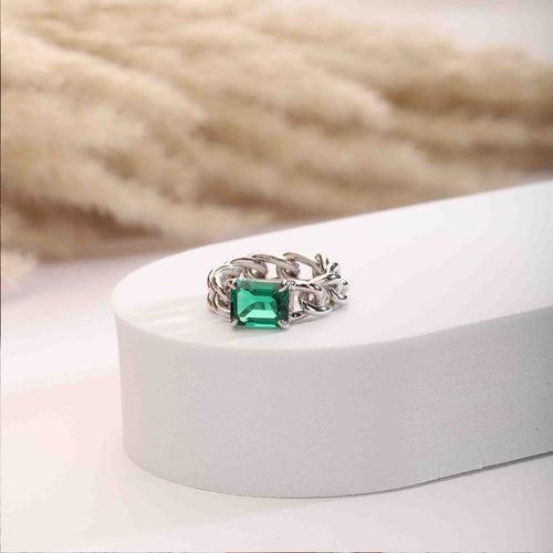 Emerald Link Silver Ring