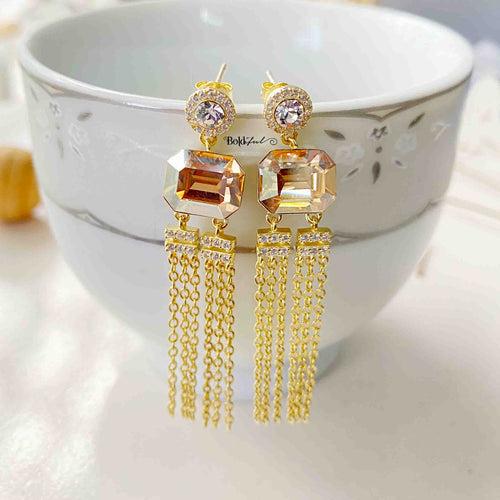 Golden Emerald Cut Earrings