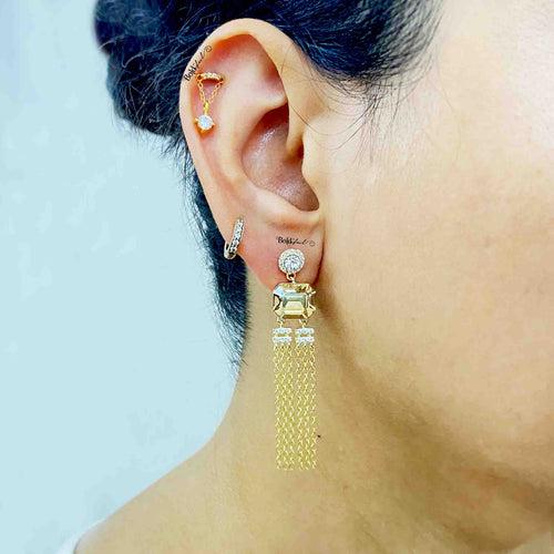 Golden Emerald Cut Earrings