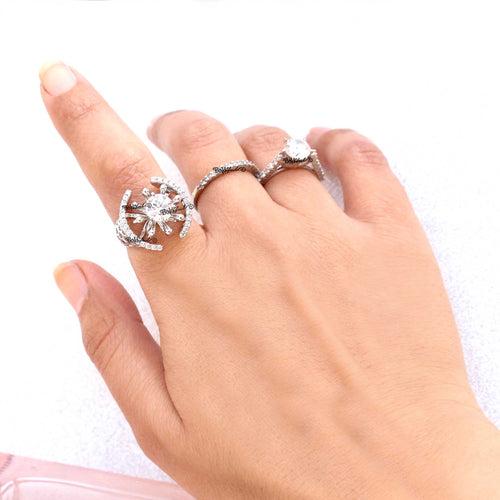 Gyre Silver Solitaire Cocktail Ring