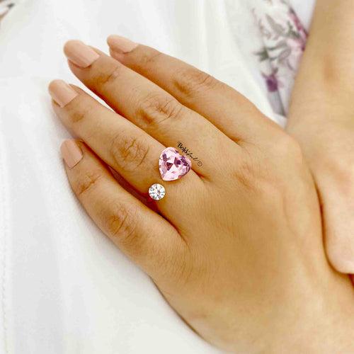 Pink Heart Silver Ring