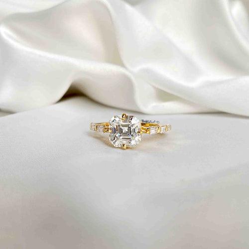 Spiffy Asscher Cut Moissanite Ring