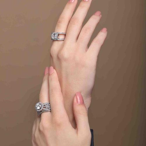 Upbeat Solitaire Silver Ring