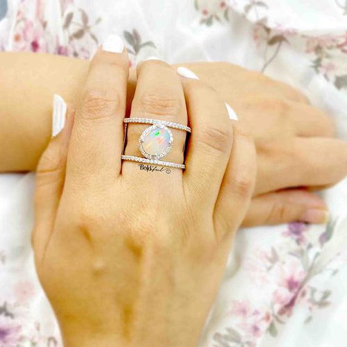 White Fire Opal Ring