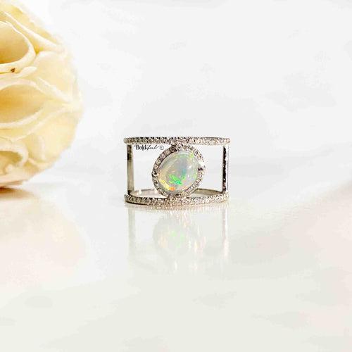 White Fire Opal Ring