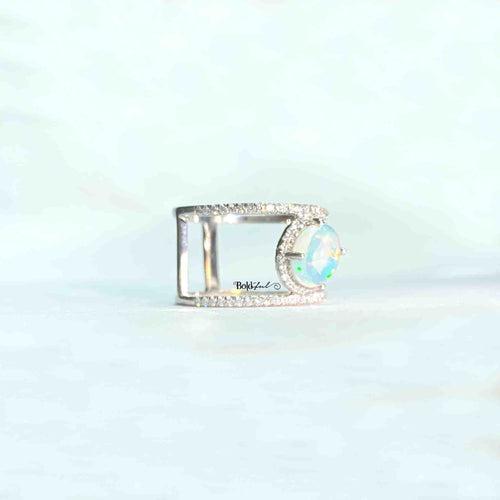 White Fire Opal Ring