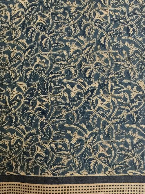 KALAMKARI SAREE : DARK INDIGO : LIGHT INDIGO