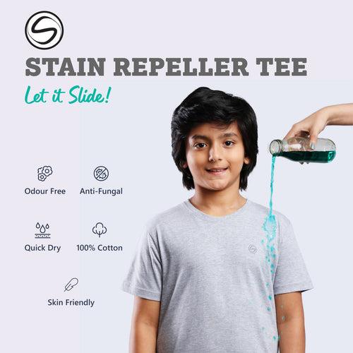 Stain Repeller Solid Grey Melange Tee