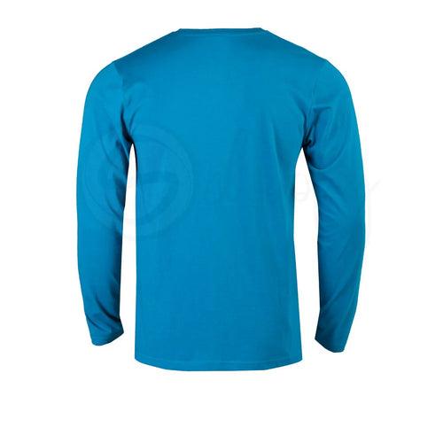 Zero Stain 100 Percent Premium Cotton Full Sleeve Turquoise Blue Henley T shirt