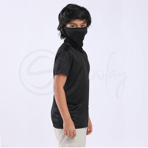 Defender - Turtle Neck Black Mask Tee Matrix design