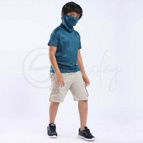 Defender - Turtle Neck Teal Blue Mask Tee Matrix design