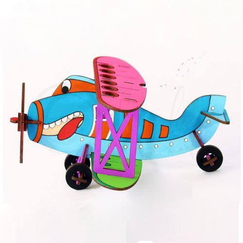 Do It Yourself 3D Puzzle Bi-Plane + Desk Organizer + Coloring Model + Working Toy (4 Yrs & Above)