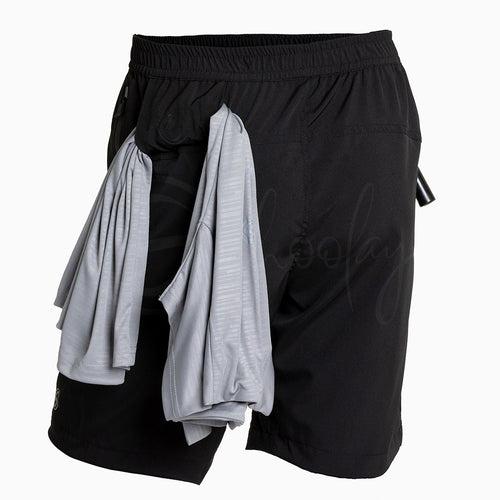 Multipurpose Utility Shorts With Attached Sanitizer Holder & T-shirt Holder - Black