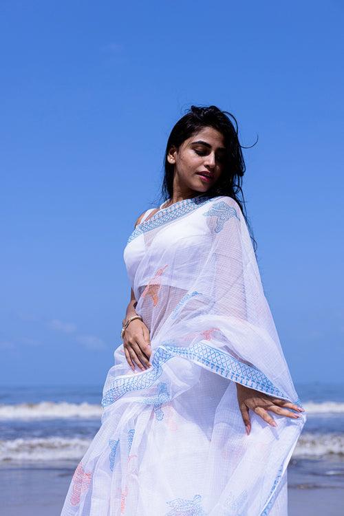 Kaisori Bagh Neelanjana Kota blockprinted silk cotton saree