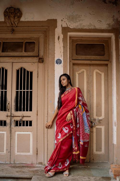 Ragini Bagh    -  Narmada Batik Maheswari saree