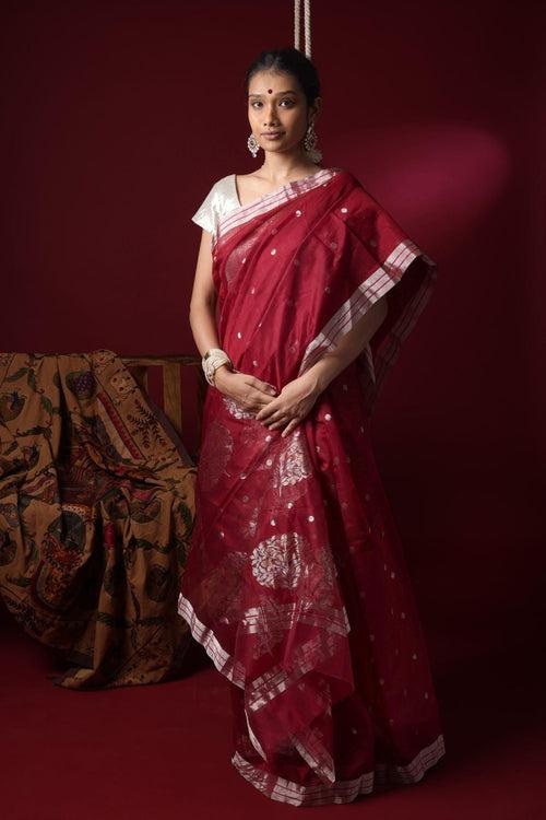 Utsav- Ruby silk cotton Chanderi saree