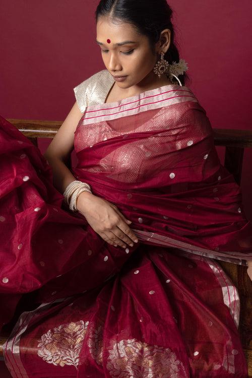 Utsav- Ruby silk cotton Chanderi saree