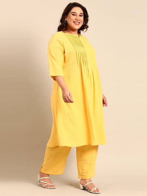 Cotton Pintucked Kurta Set