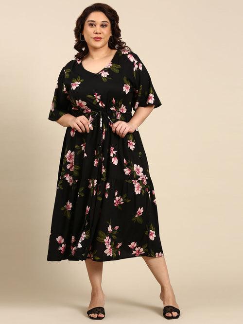 Floral Dress With Waist Tie