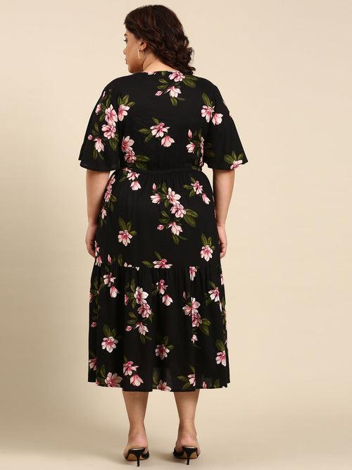 Floral Dress With Waist Tie