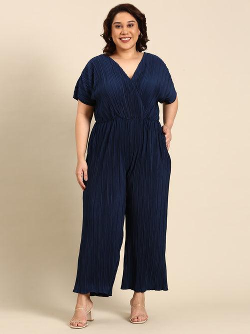 Navy Pleat Jumpsuit