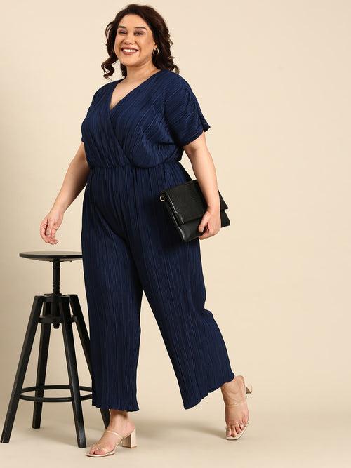 Navy Pleat Jumpsuit