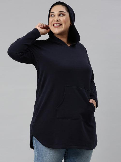 Navy Blue Sweatshirt With Hoodie