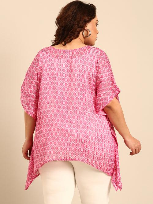 Pink Ethnic Printed Kaftan