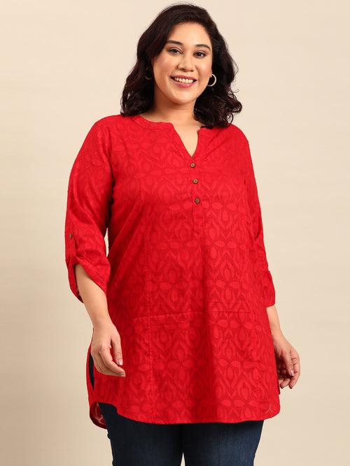 Red Embossed Tunic