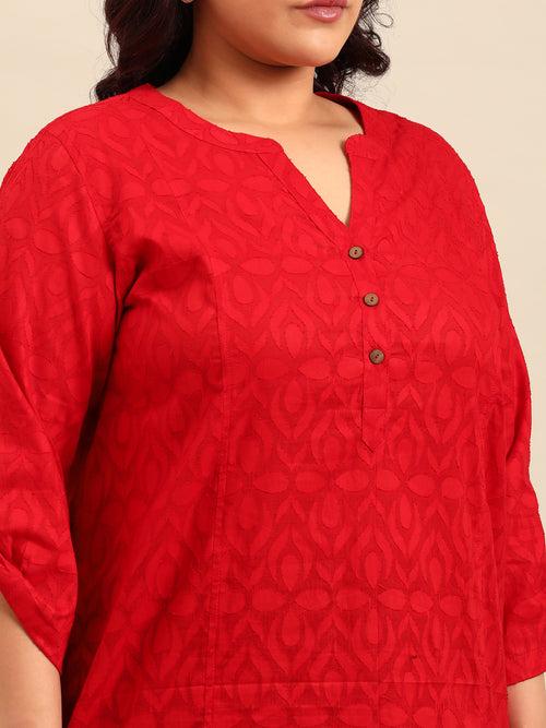 Red Embossed Tunic