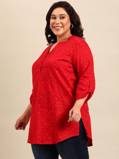 Red Embossed Tunic