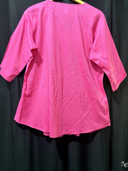 Pink Solid Pin Tuck Top